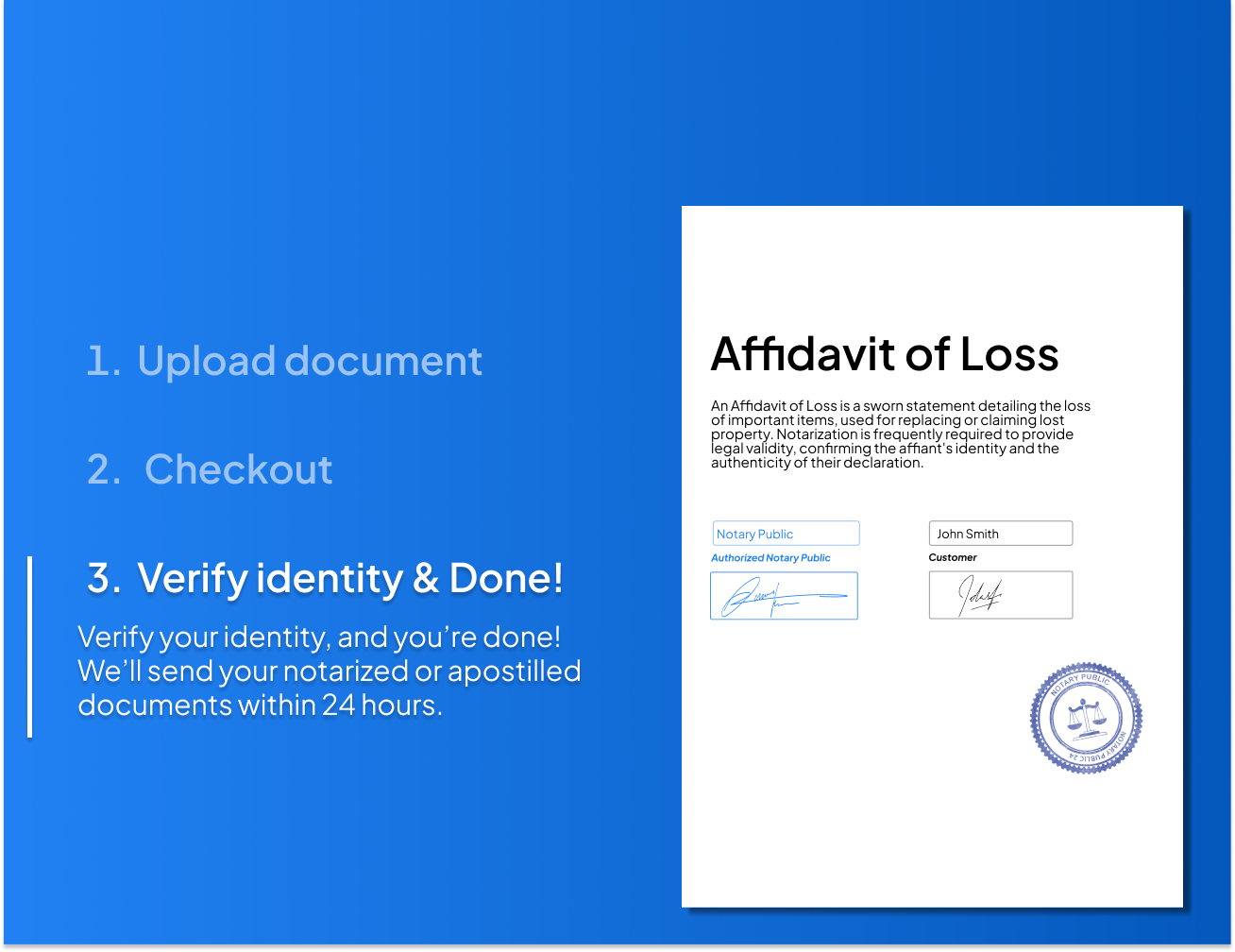 affidavit of loss notarization process at notarypublic24.com