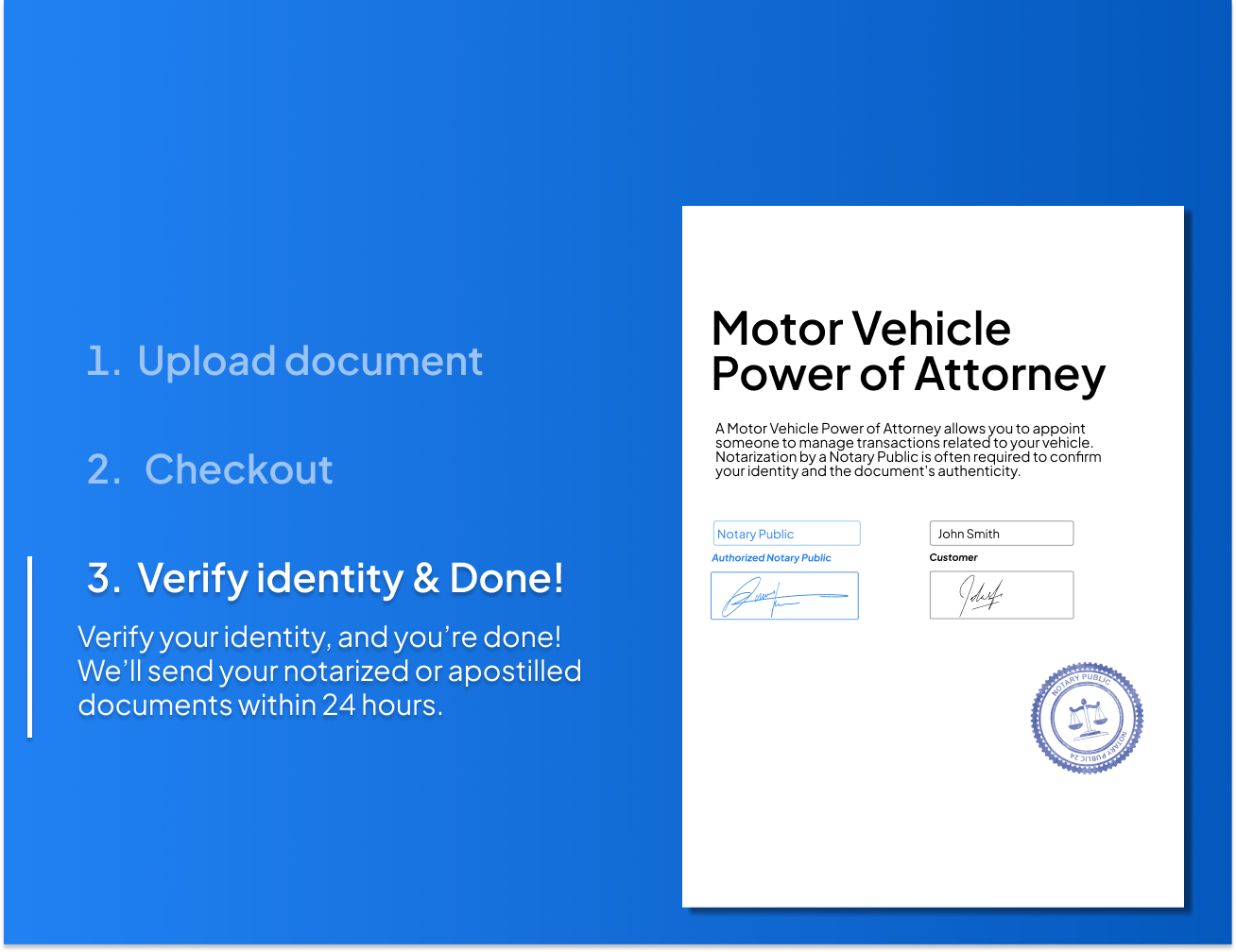 motor vehicle power of attorney notarization process