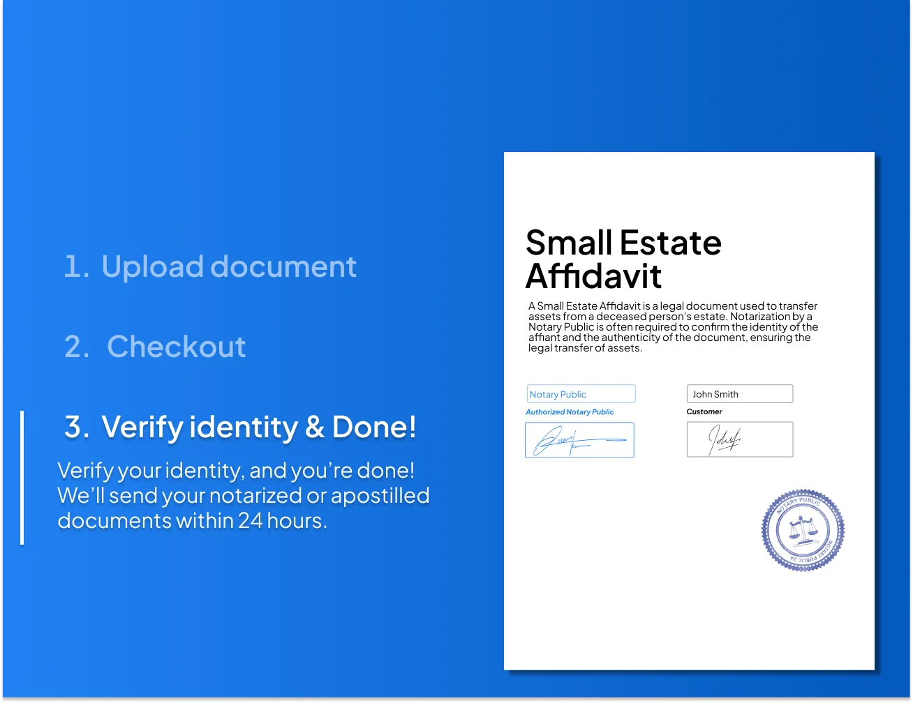Small estate affidavit notarization process