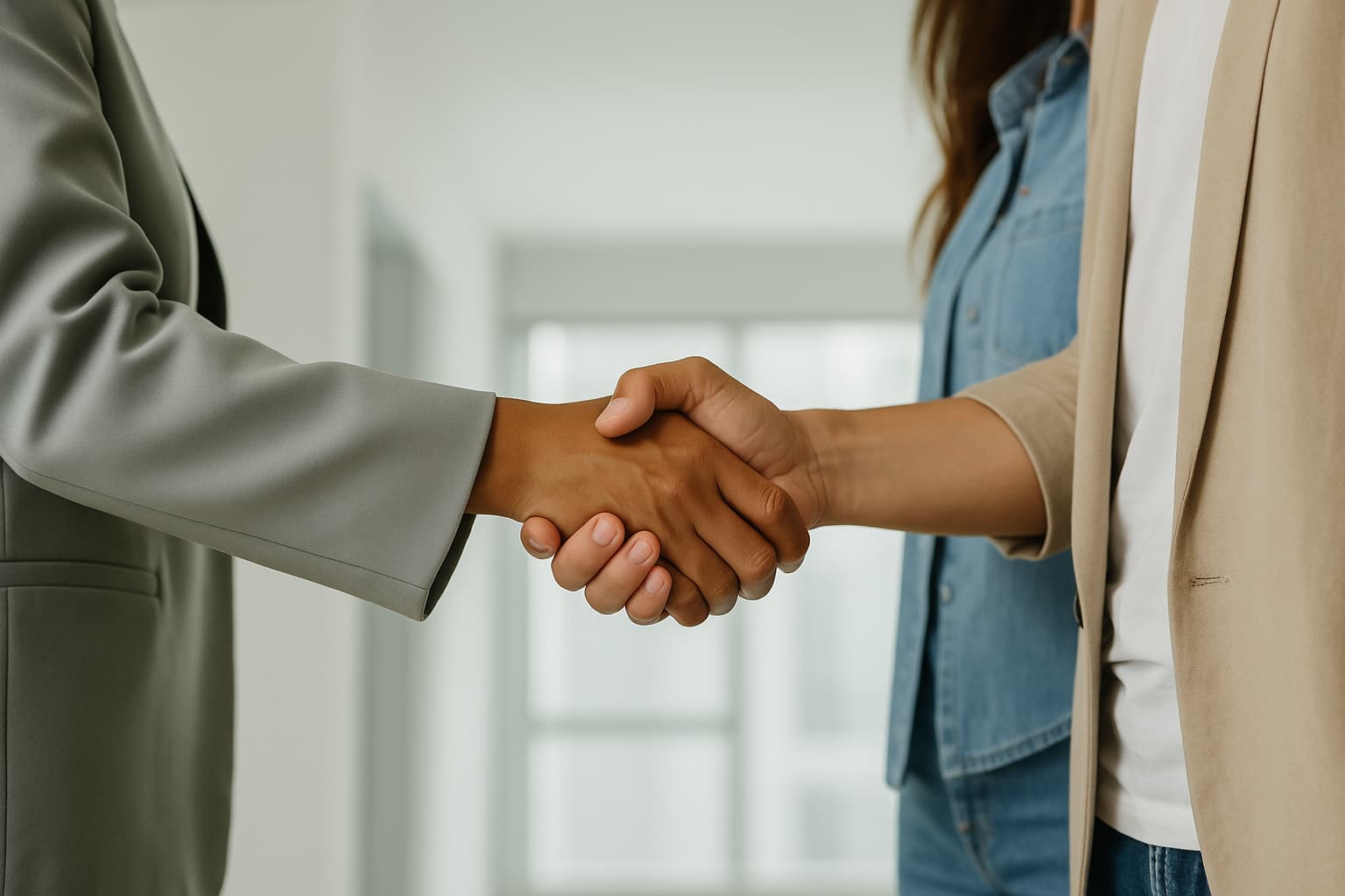 Affidavit of Consent: Legal & Parental Use 1 Two people shaking hands in a professional setting, symbolizing agreement and signing of an affidavit of consent for legal or parental use.