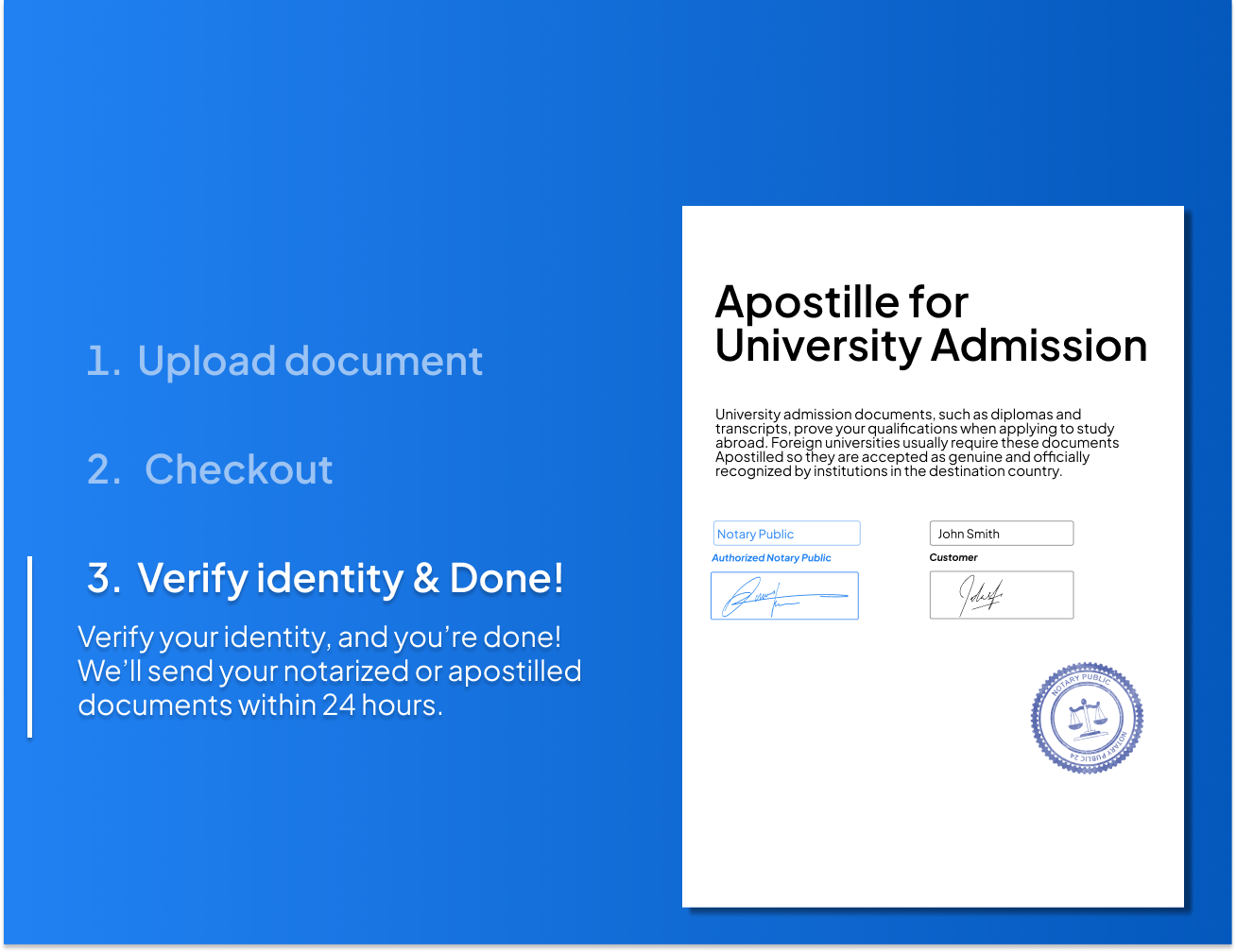 Academic documents prepared online, ready for Apostille and certified translation with NotaryPublic24