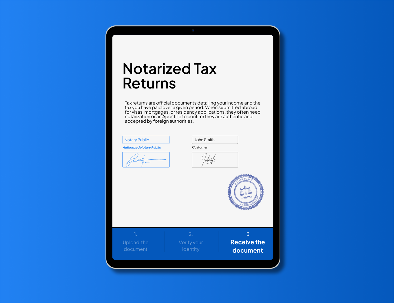 Person preparing notarized tax returns for a mortgage or visa application at a laptop – NotaryPublic24 notarize and Apostille your tax returns online