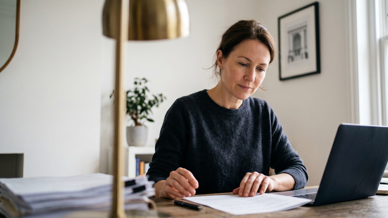 Woman signing a power of attorney document at a sunlit desk – NotaryPublic24 guide to UK power of attorney types, notarization and Apostille