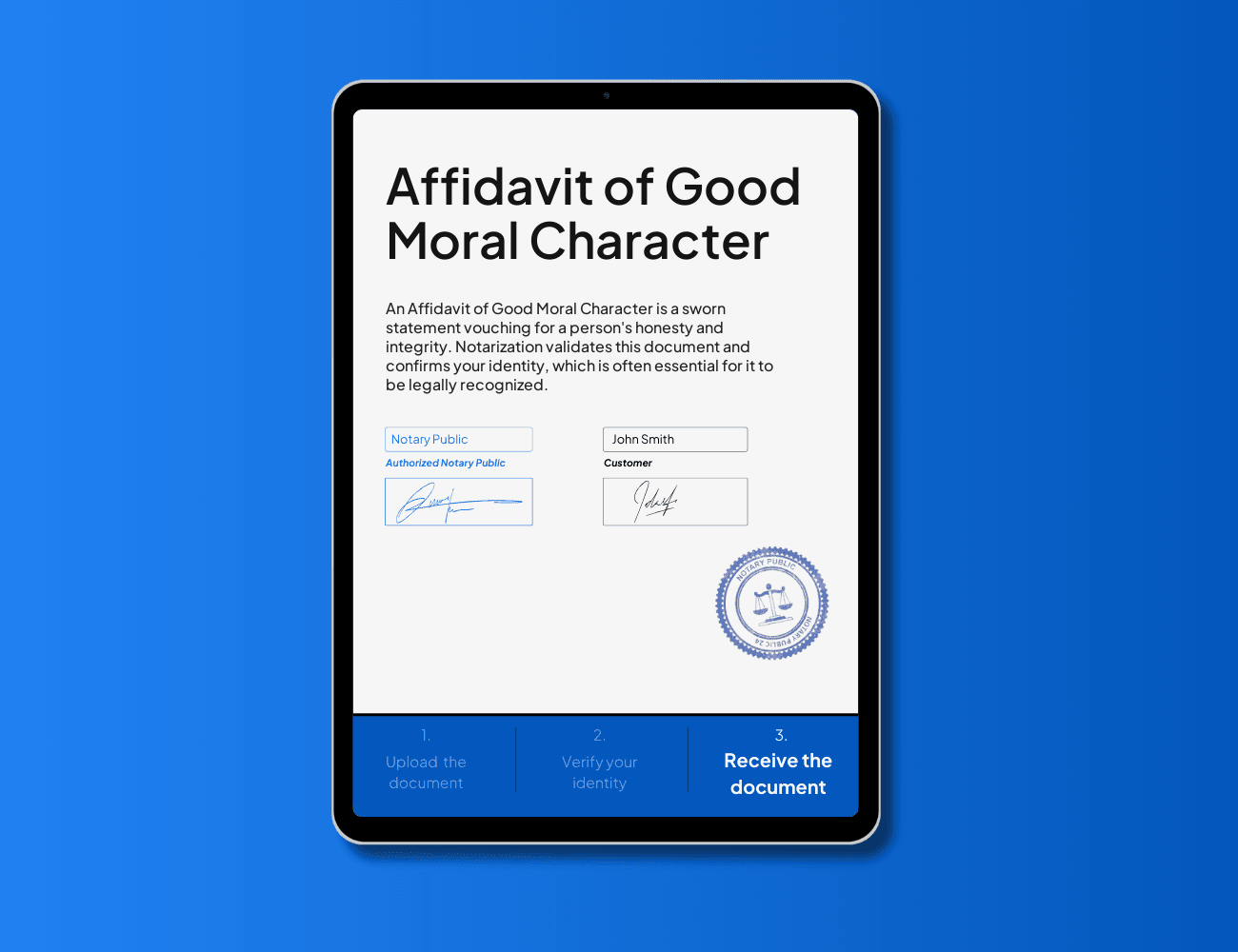 affidavit of good moral character notarization