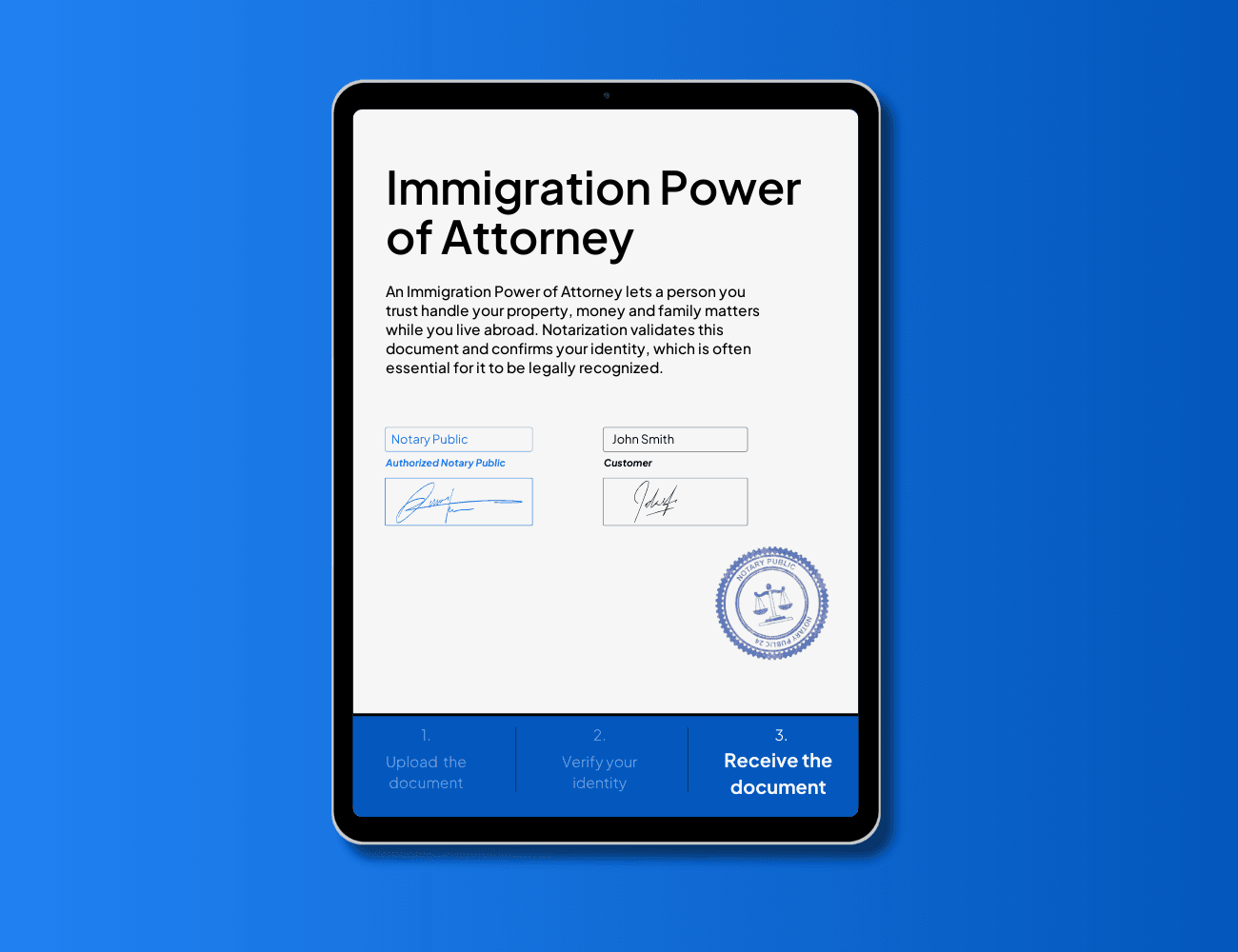 Immigration power of attorney notarization with NotaryPublic24