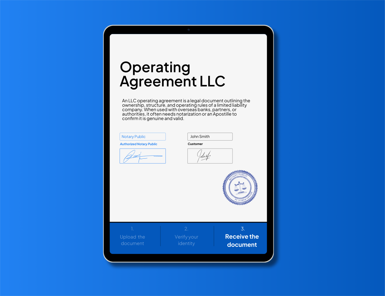LLC members reviewing and signing an operating agreement - NotaryPublic24 notarize and Apostille your LLC operating agreement online